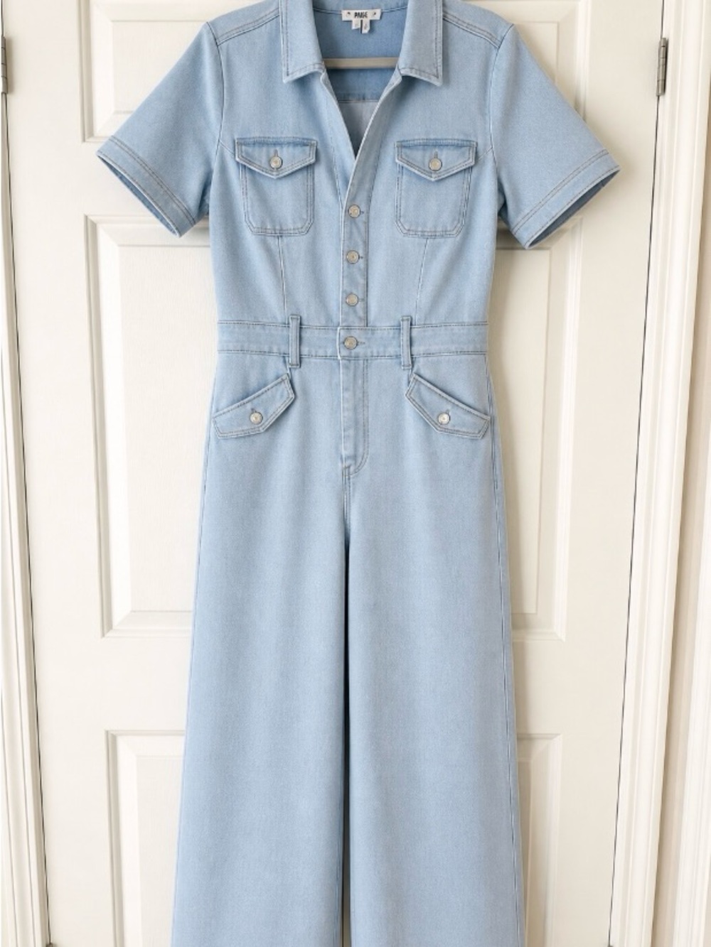 PAIGE Light Blue Denim Jumpsuit - Picture 2 of 6